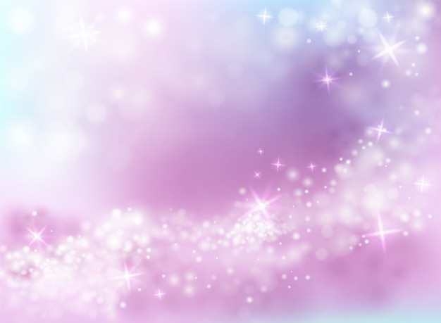 Sparkling light shine illustration of sky purple and blue background with twinkling stars 