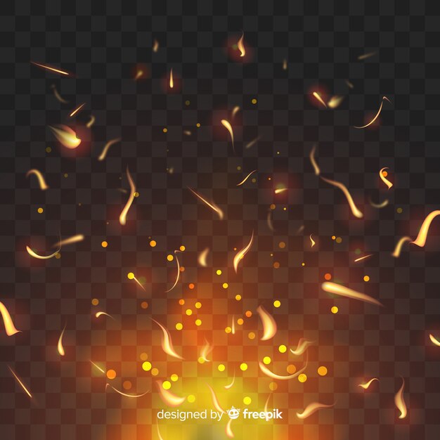 Sparkly fire effect on transparent background