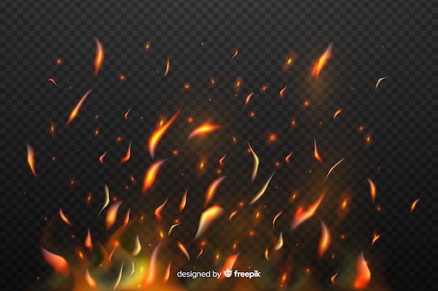 Free vector sparks of fire effect with transparent background