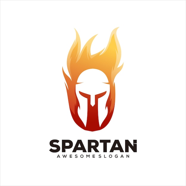 Free Vector spartan helmet fire gradient style vector