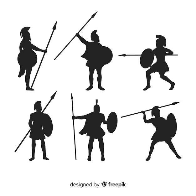 Free Vector spartan warrior silhouette collection