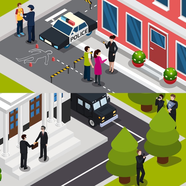 Free Vector special agent isometric banners