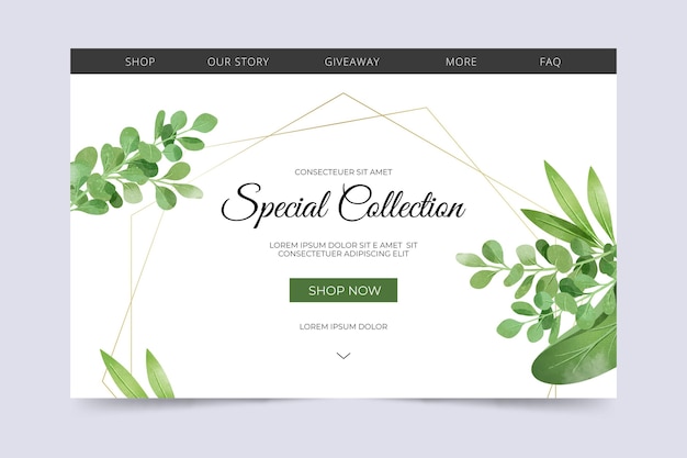 Free Vector special collection landing page