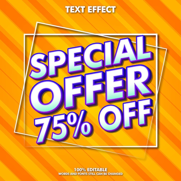 Special offer banner template with trendy editable text effect for promotion