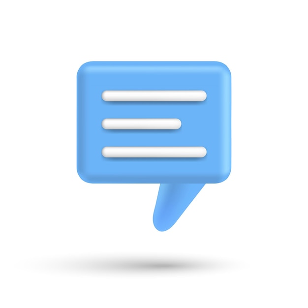 Speech bubble 3d box chat button Message talk balloon in render style Vector speak 3d icon