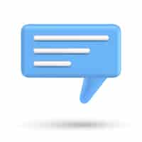 Free vector speech bubble 3d box chat button message talk balloon in render style vector speak 3d icon