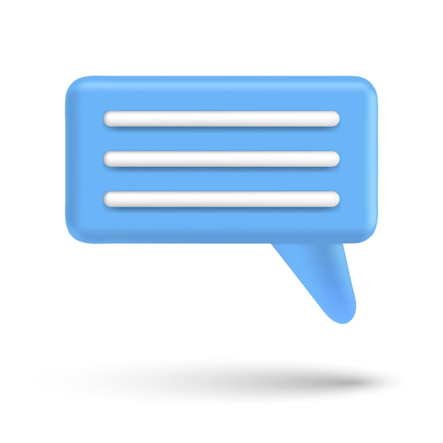 Speech bubble 3d box chat button Message talk balloon in render style Vector speak 3d icon