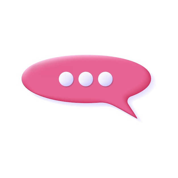 Free vector speech bubble 3d icon message concept realistic speech bubble with dots for chat vector message box