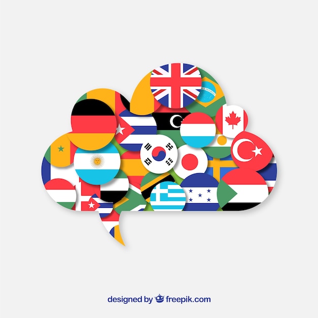 Free Vector speech bubble composition with flags