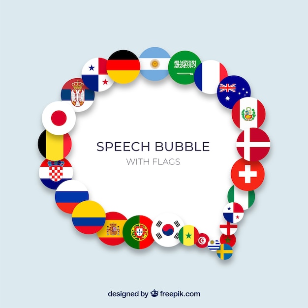 Free Vector speech bubble composition with flags