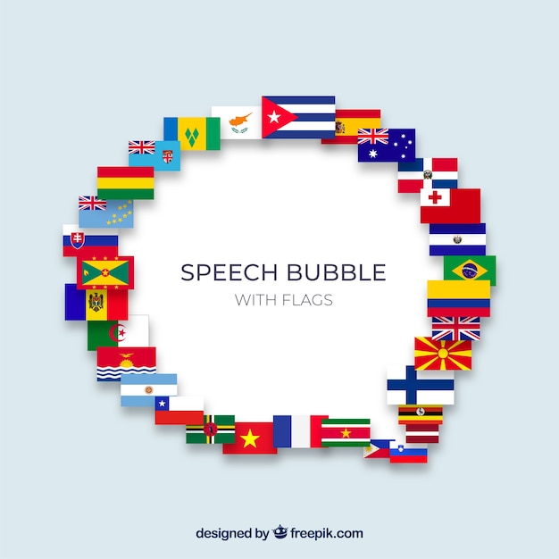 Speech bubble composition with flags