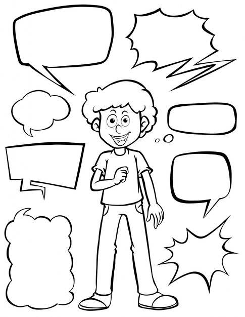 Speech bubble templates and teenage boy