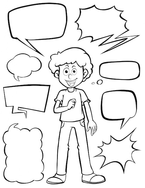 Speech bubble templates and teenage boy