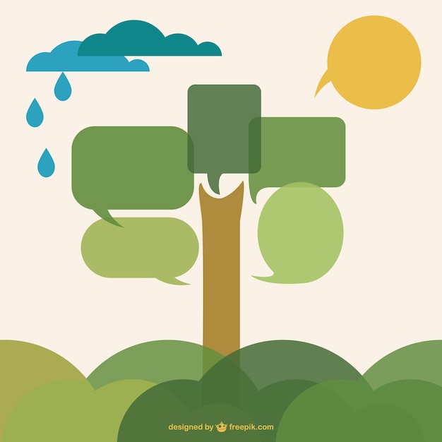 Free Vector speech bubble tree flat design