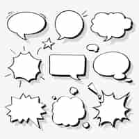 Free vector speech bubble vector in halftone style set