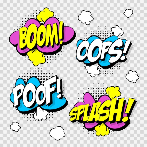 Free vector speech bubbles in comic style