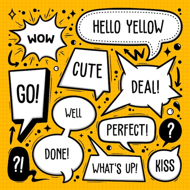 Speech Bubbles Doodle Hand Drawn Vector Collection