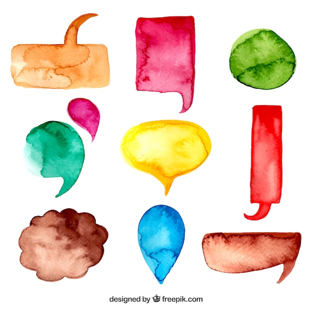 Free vector speech bubbles in watercolor style