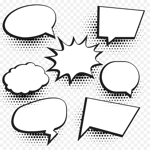 Speech bubbles with halftone dots