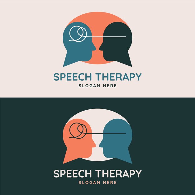 Speech therapy logo set in flat style