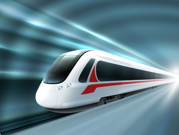 Free Vector speed train railway station realistic poster 