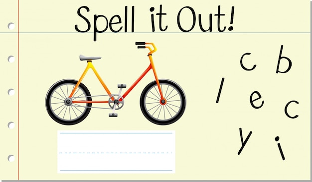 Free Vector spell english word bicycle