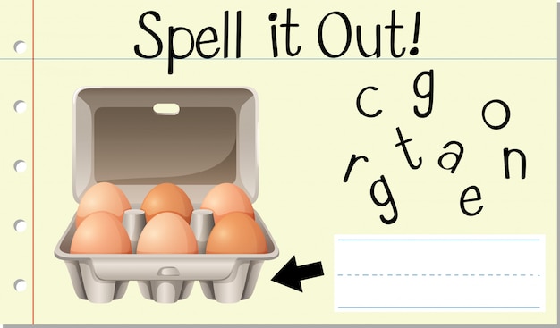 Spell English word egg carton