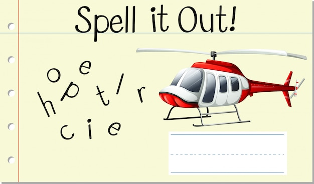 Spell english word helicopter