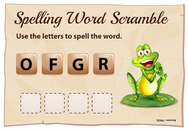 Free vector spelling word scramble template for word frog