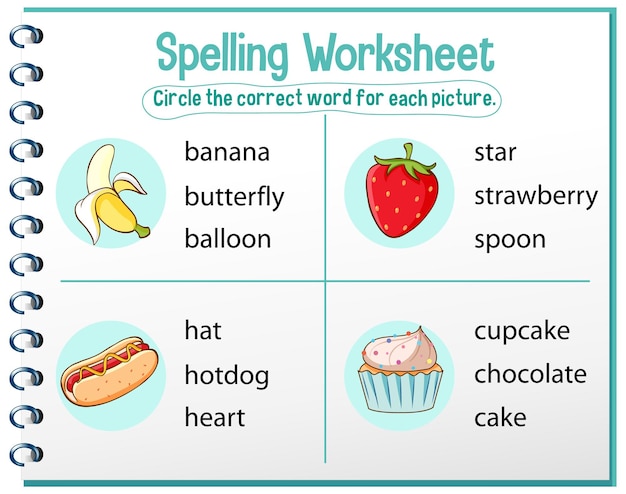 Spelling worksheet template for kids