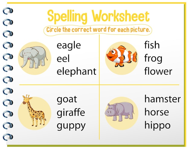 Spelling worksheet template for kids