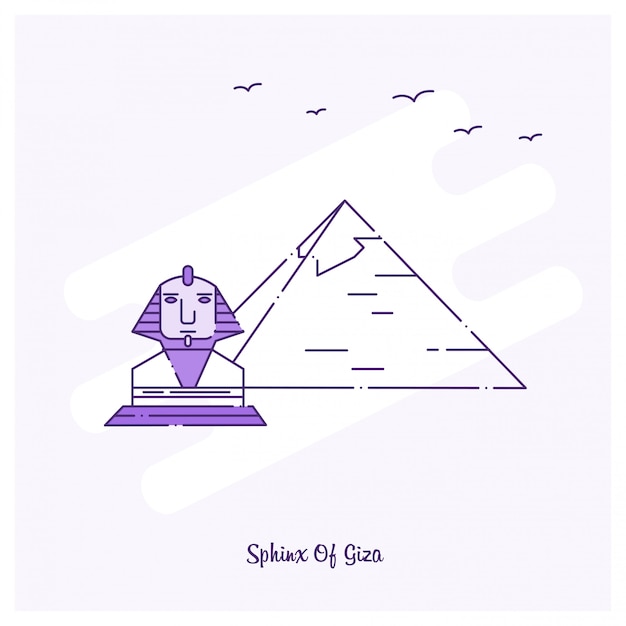 Free Vector sphinx of giza landmark purple dotted line skyline 