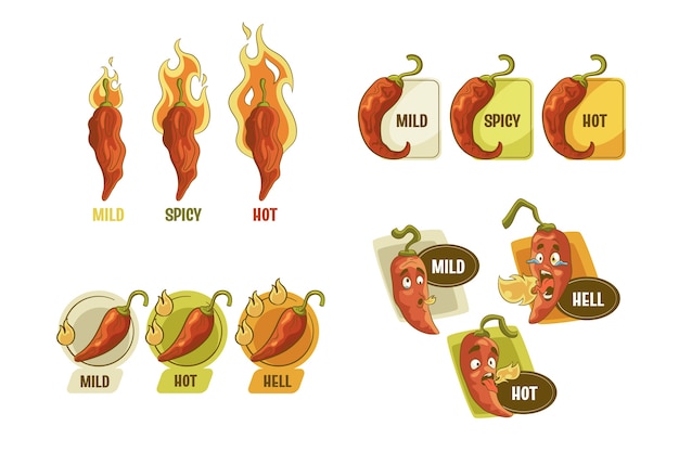 Free vector spice level label collection