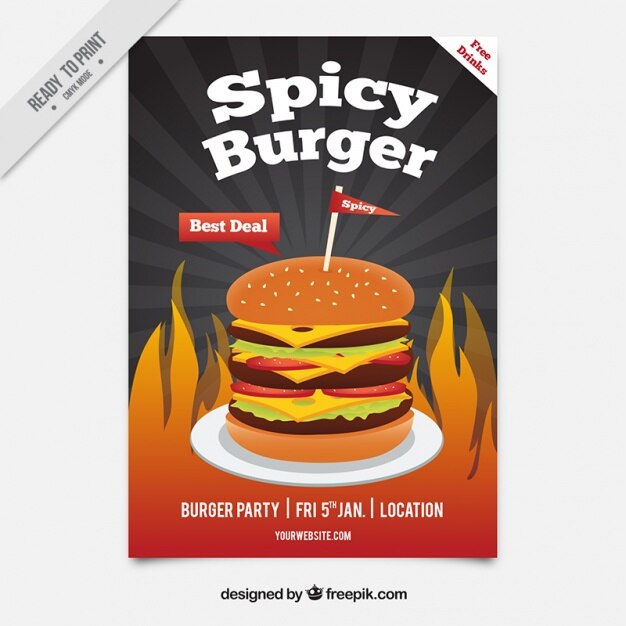 Free vector spicy hamburger brochure