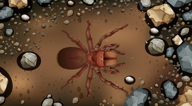 Free Vector spider in rocky soil