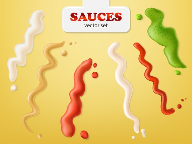 Free vector spilled sauces stripes realistic vector set