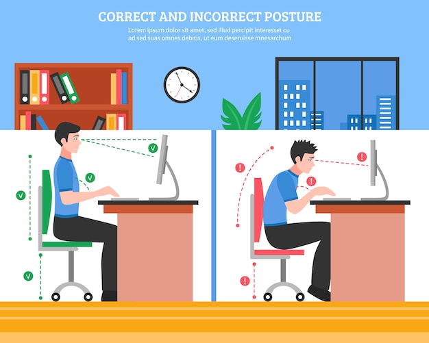 Spine Sitting Postures Illustration