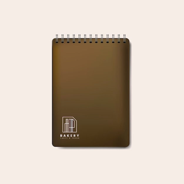 Spiral brown notebook mockup isolated vector