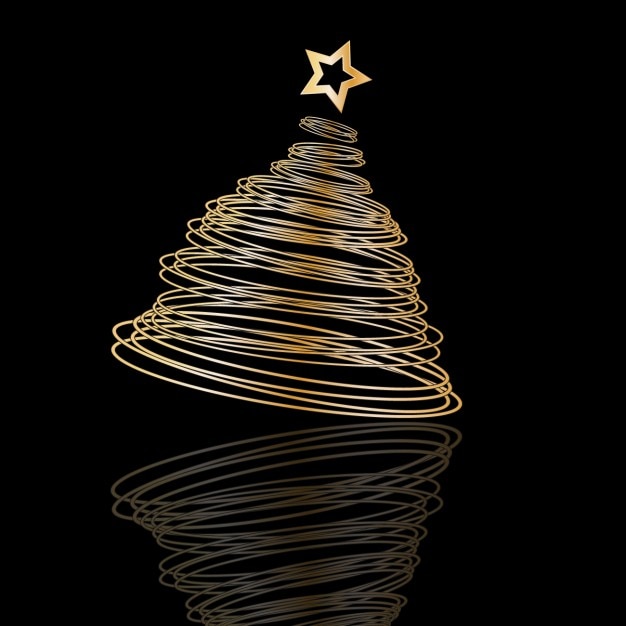 Spiral christmas tree on black background