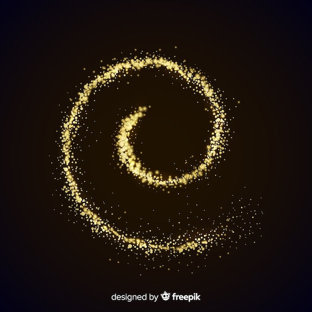 Spiral effect of shiny particles