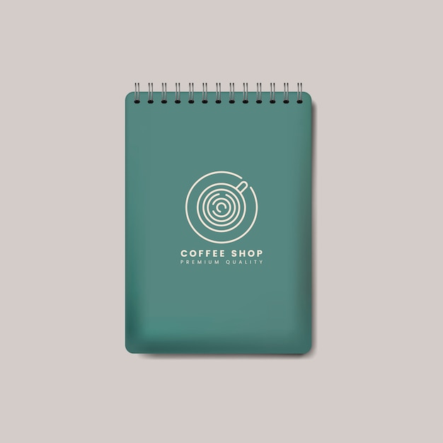 Spiral green notebook mockup isolated vector