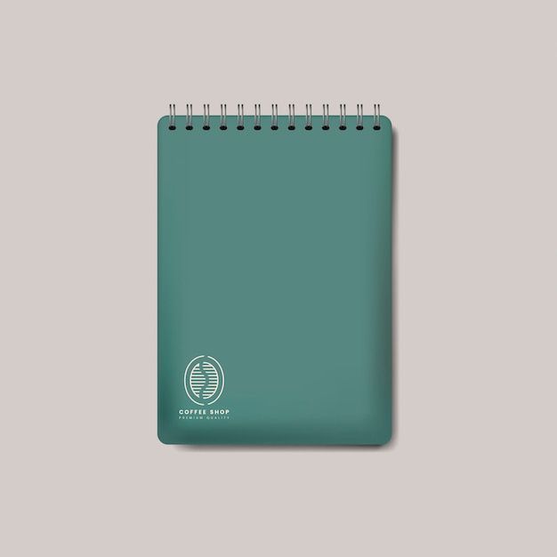 Free Vector spiral green notebook mockup isolated vector