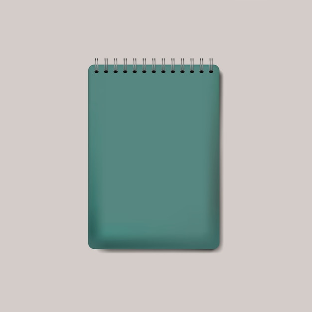 Spiral green notebook mockup isolated vector