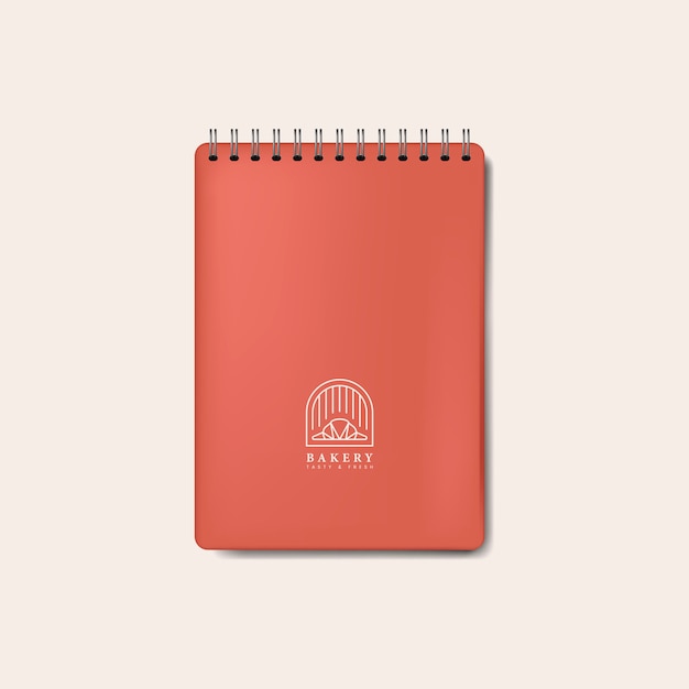 Free Vector spiral red notebook mockup 