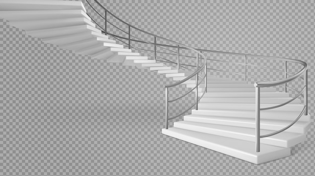 Free Vector spiral staircase white stairs with railings 