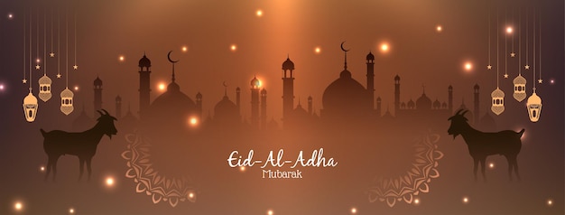 Spiritual Eid Al Adha mubarak religious glitters header