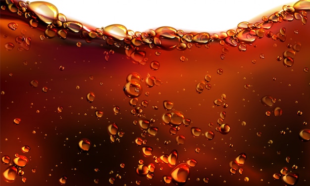 Free Vector splash of cola, soda or beer with bubbles background