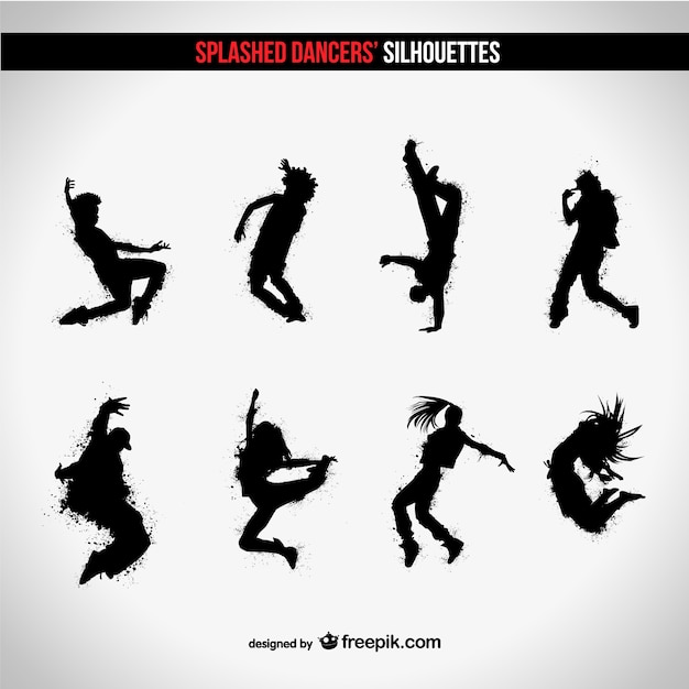 Splashed dancers silhouettes