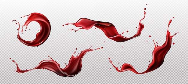 Splashes of wine juice or blood liquid red drink