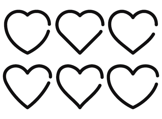 Free vector split line hearts outlines